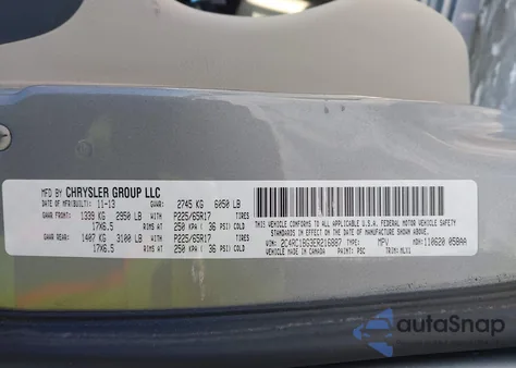 2014 Chrysler Town & Country Touring из США, поврежденный, VIN 2C4RC1BG3ER216887